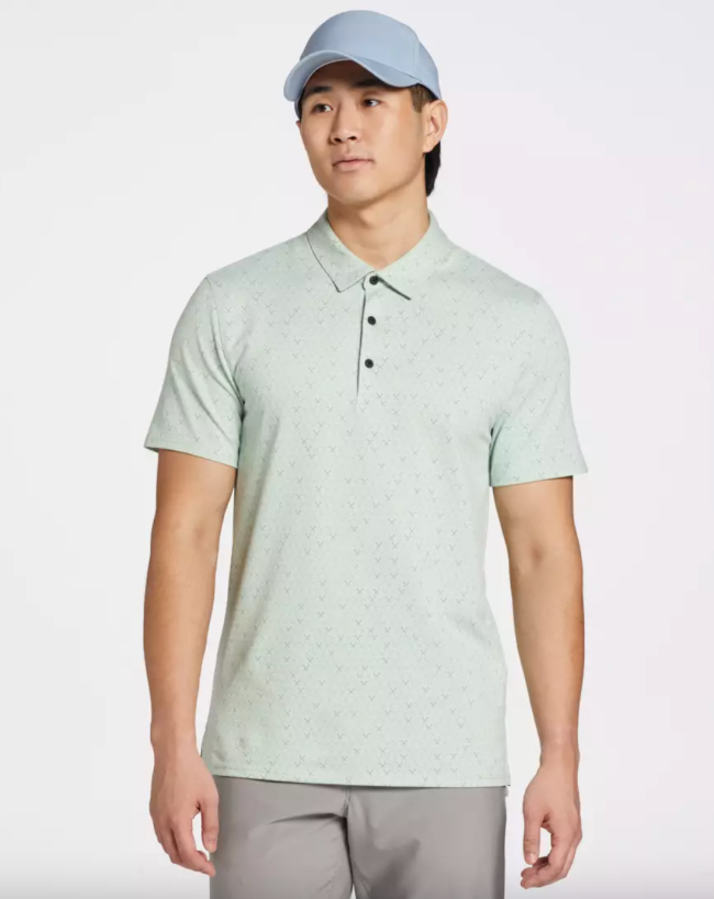 Broken Tees Print Golf Polo; shop VRST golf apparel featuring DeVonta Smith