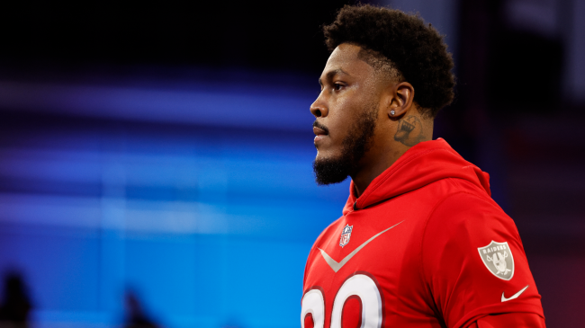 Josh Jacobs looks on at the Pro Bowl.