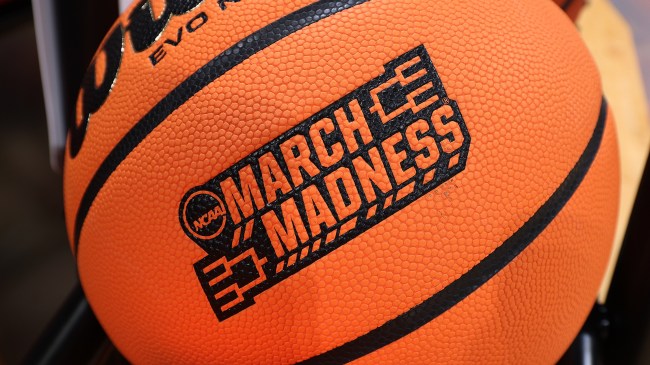 March Madness logo on basketball