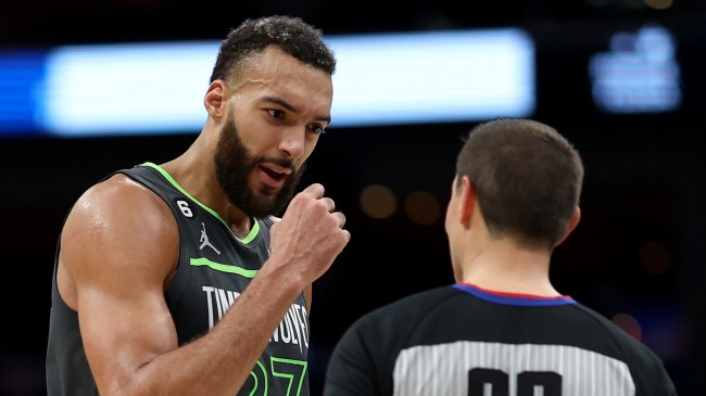 Rudy Gobert talking to NBA referee