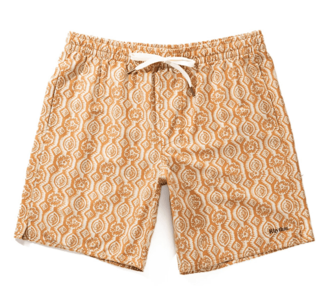 Rhythm Floral Stripe Beach Short; shop swim trunks at Huckberry