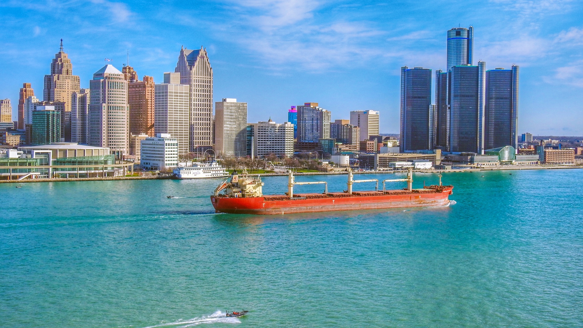 big boat on the Detroit River
