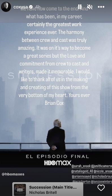 brian cox farewell message