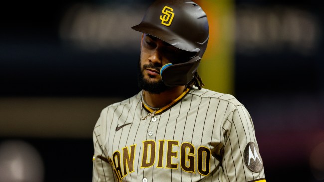 Fernando Tatis walks back to the dugout.