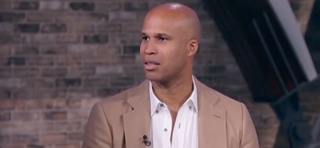 Richard Jefferson reacting to Malika Andrews' joke