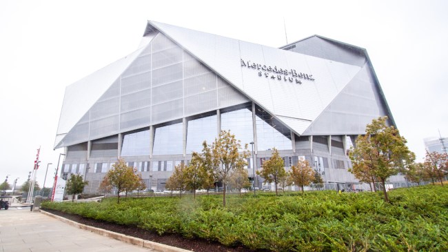 A view from outside Mercedes-Benz Stadium.