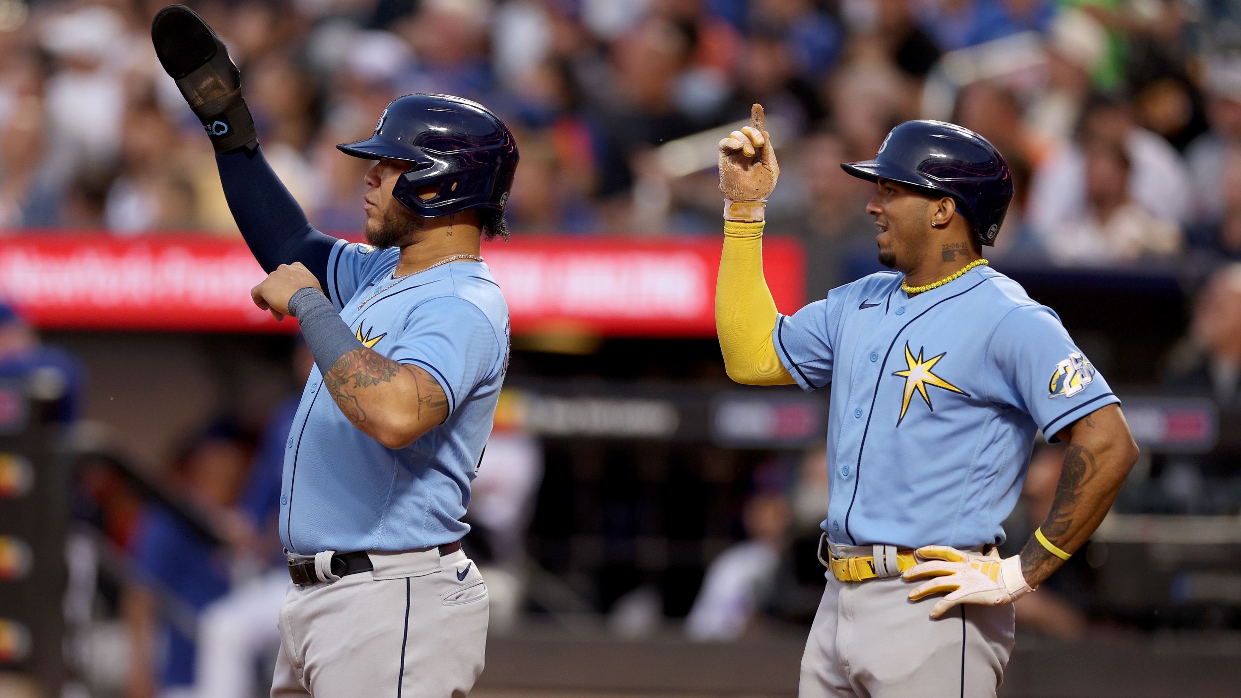 Tampa Bay Rays players celebrate