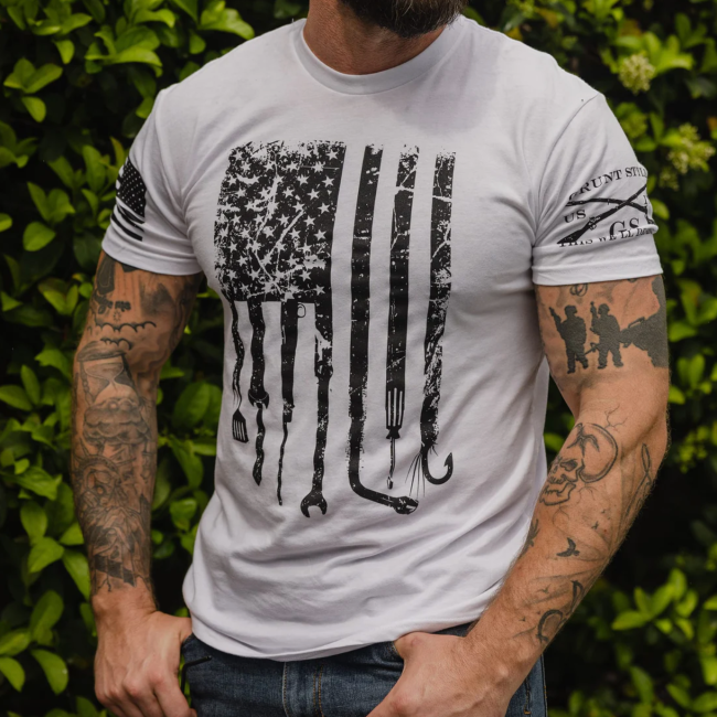 Grunt Style Men's Dad Flag T-Shirt in White