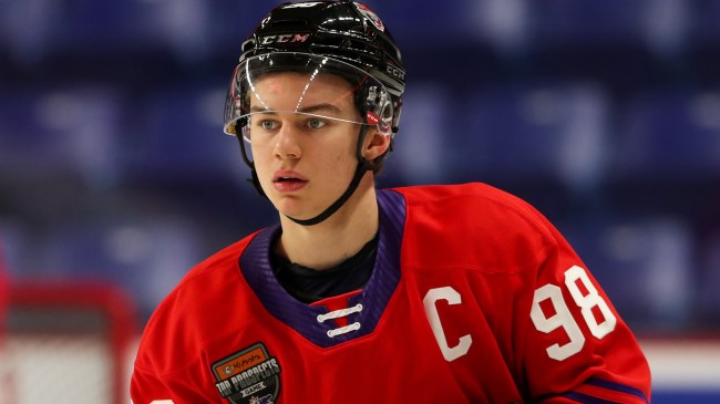 Connor Bedard playing for Team Canada