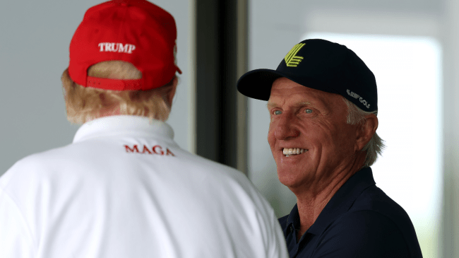 Greg Norman and Donald Trump speak at the LIV Invitational in Washington DC.