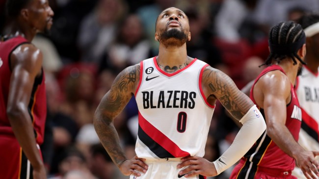 Damian Lillard playing against the Heat