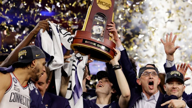 UConn men's basketball celebrates winning 2023 NCAA Tournament