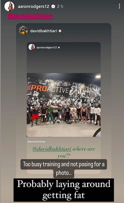 aaron rodgers David Bakhtiari instagram story
