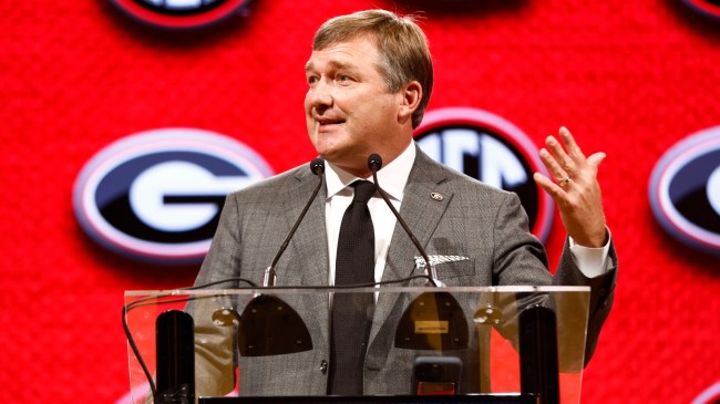 Kirby Smart speaks at SEC Media Days.