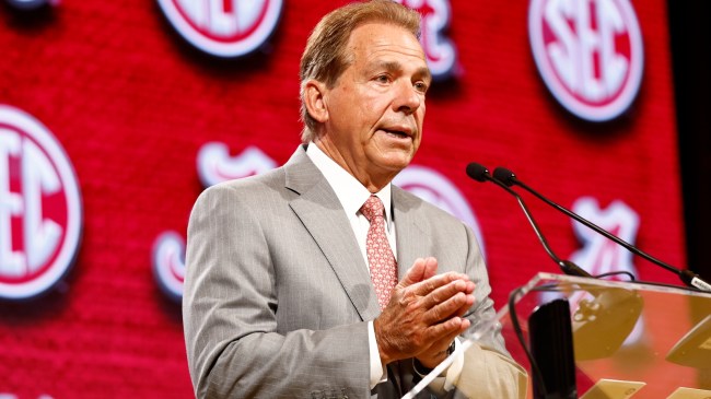 Nick Saban speaks at SEC Media Days.