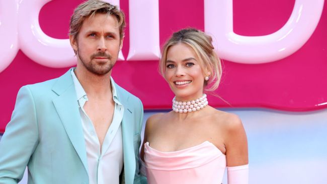 ryan gosling and margot robbie promoting barbie