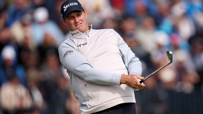 Sepp Straka tees off on the fourth hole at The Open.