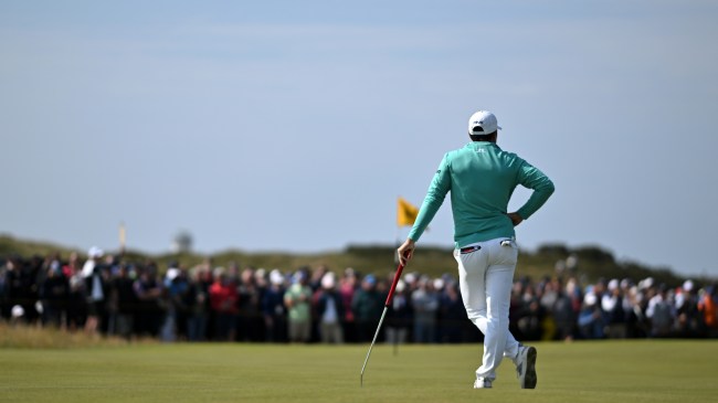 Viktor Hovland eyes the course at the Open Championship.