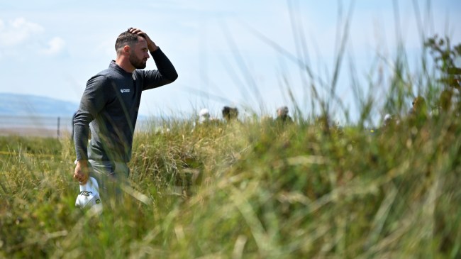 Wyndham Clark walks the course at The Open.