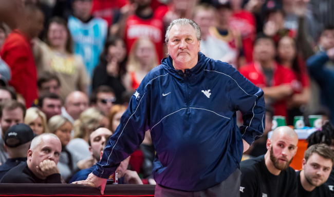 Bob Huggins of the West Virginia Mountaineers on sideline