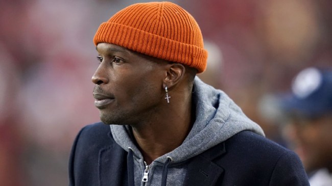 Chad Ochocinco looks on during warmups