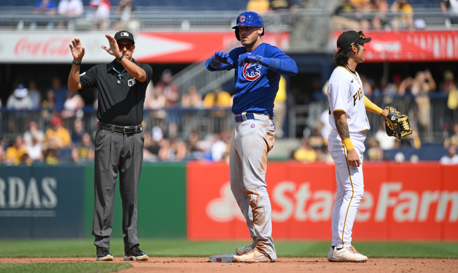Cody Bellinger reacts at second base