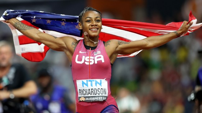 Sha'Carri Richardson celebrating win at the World Championship