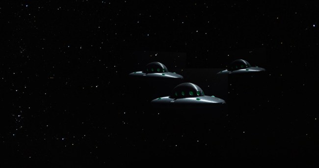 three ufos in the night sky