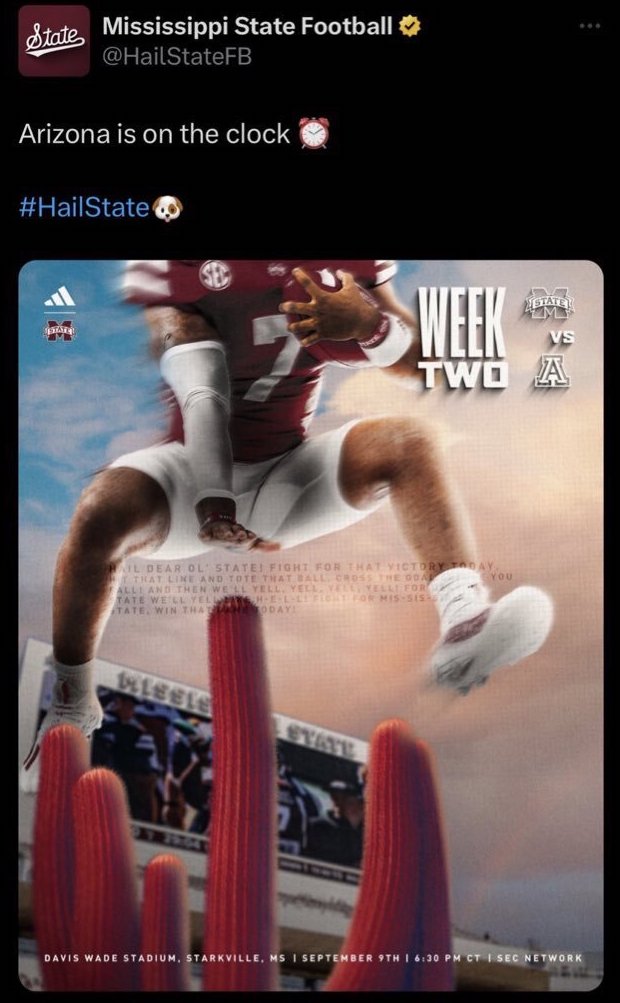 Mississippi State Football Arizona Cactus Graphic