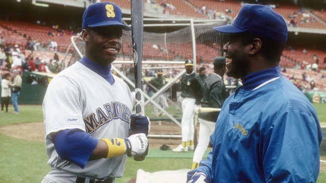 Ken Griffey Jr. and Sr. during BP