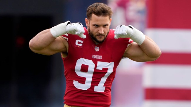 Nick Bosa running on to the field