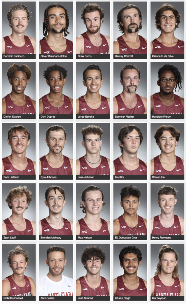 Santa Clara Men's Cross Country Headshot Team Photo