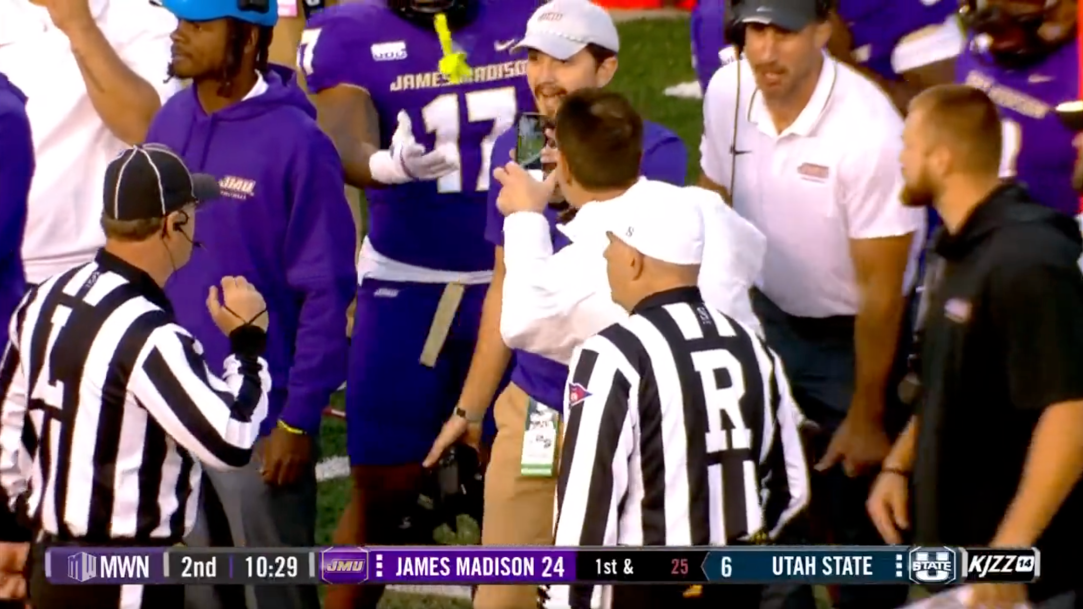 James Madison Football Coach Curt Cignetti iPhone Referee Replay
