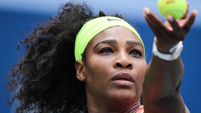 Serena Williams about to serve