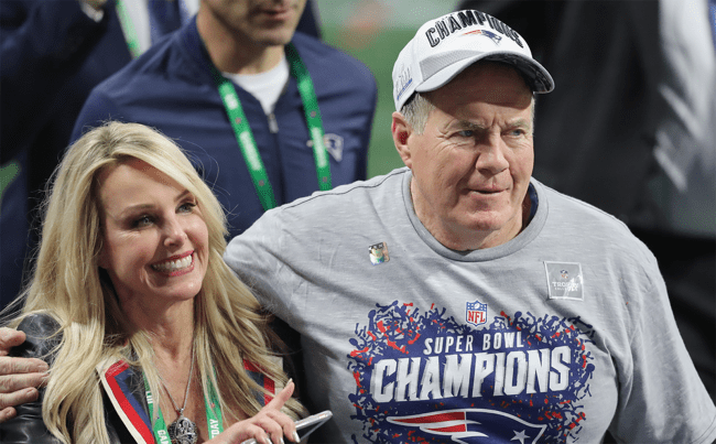 bill belichick linda holliday celebrate super bowl win