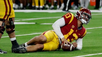 Caleb Williams Writhes In Pain After Rogue Snap Hits Him Right Where The Sun Doesn’t Shine