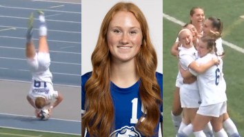College Soccer Player Scores Insane Goal Without Using Feet Or Head On Wicked Athletic Flip Throw