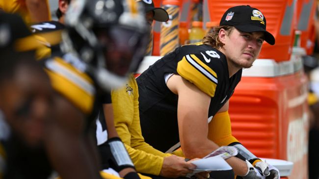 kenny pickett sitting on the bench
