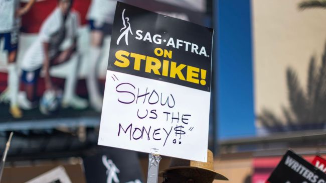 actors strike picket sign