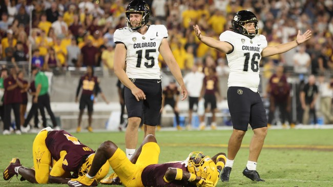 Alejandro Mata celebrates after kicking a game-winning field goal against Arizona State.