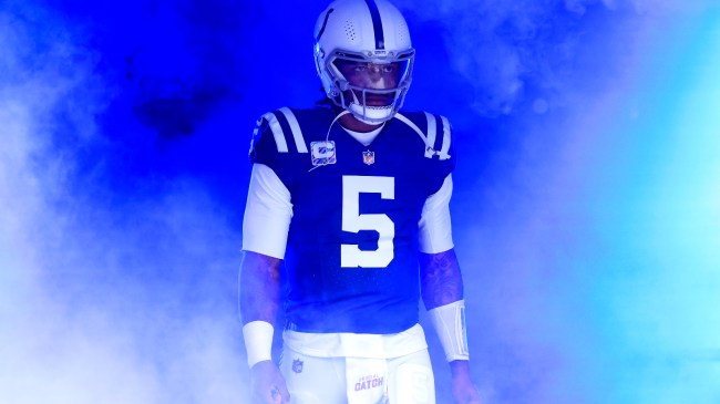 Anthony Richardson walks from the tunnel before a Colts game.