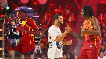 USC Fans Hold Their Breath As Caleb Williams Gets Dunked Over During Bronny James’ Return To Hoops