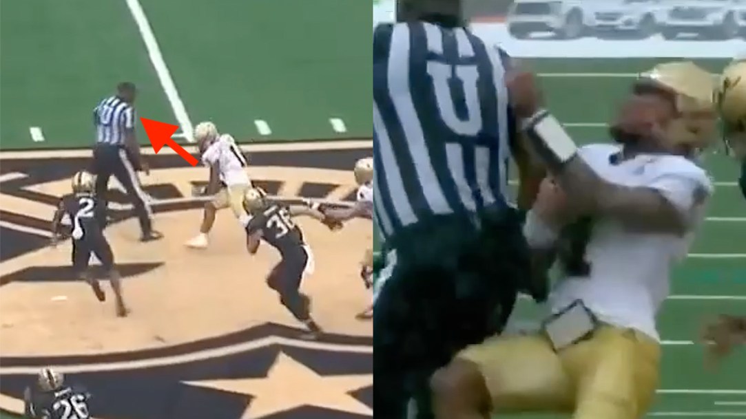 Boston College Referee Quarterback Hit Trucked