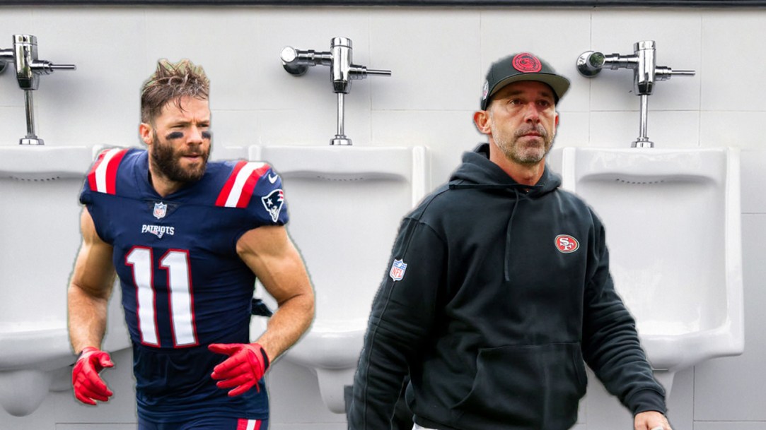 Kyle Shanahan Julian Edelman Bathroom Super Bowl