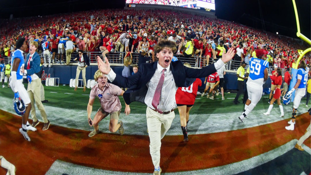 Ole Miss LSU Field Storm Fans Security Guard