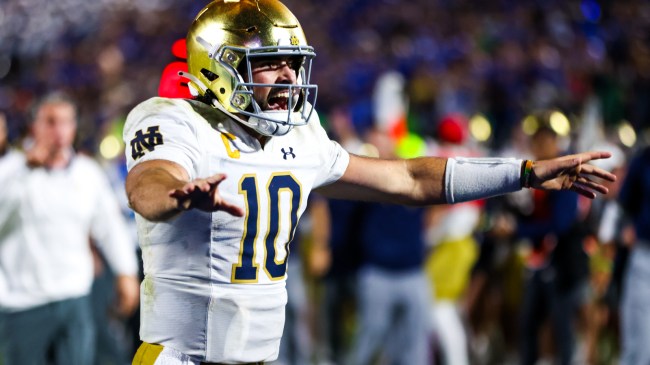Sam Hartman reacts to a touchdown against Duke.