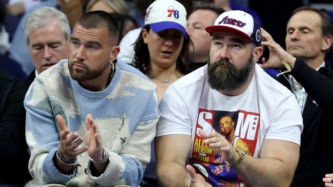 travis jason kelce courtside 76ers game