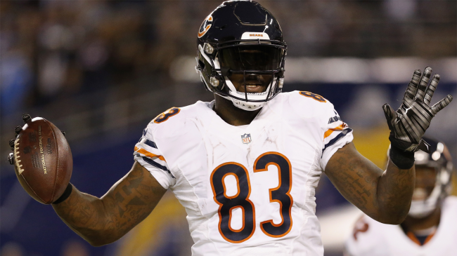 Martellus Bennett of the Chicago Bears celebrates a touchdown