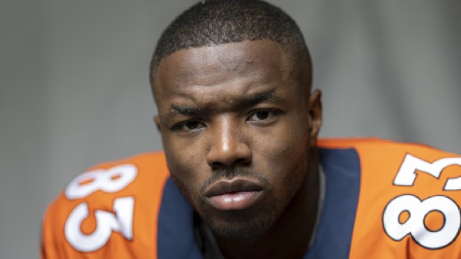 Marvin Mims poses for his rookie photo.