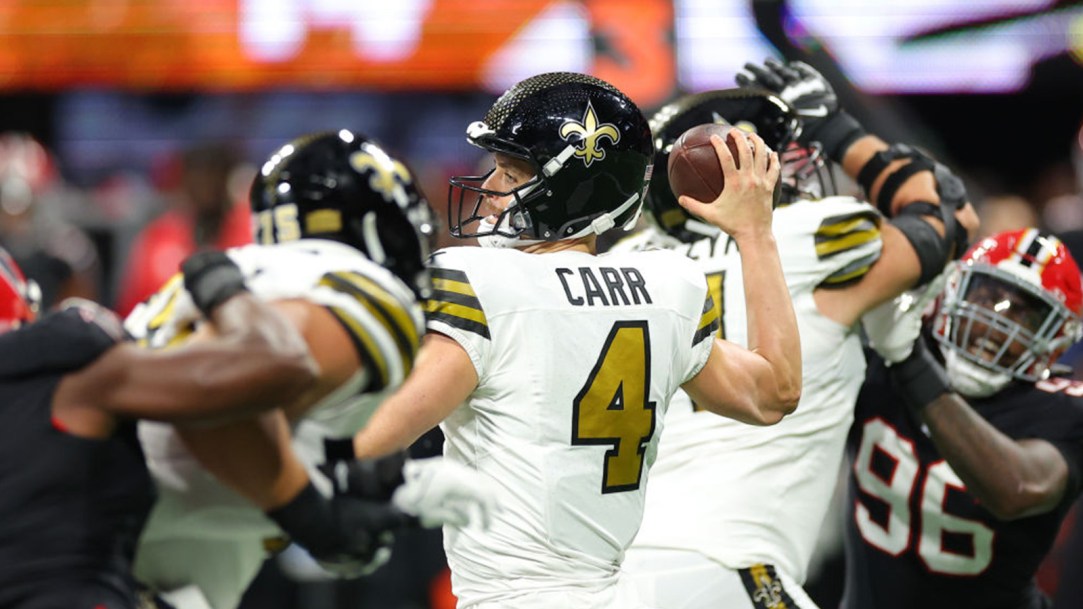 Derek Carr Falcons Overhead Angle Interception